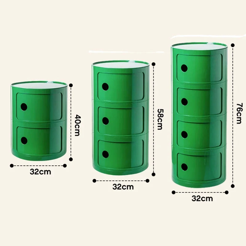 Nordic Bedside Cabinet Small Round Modern Plastic Storage