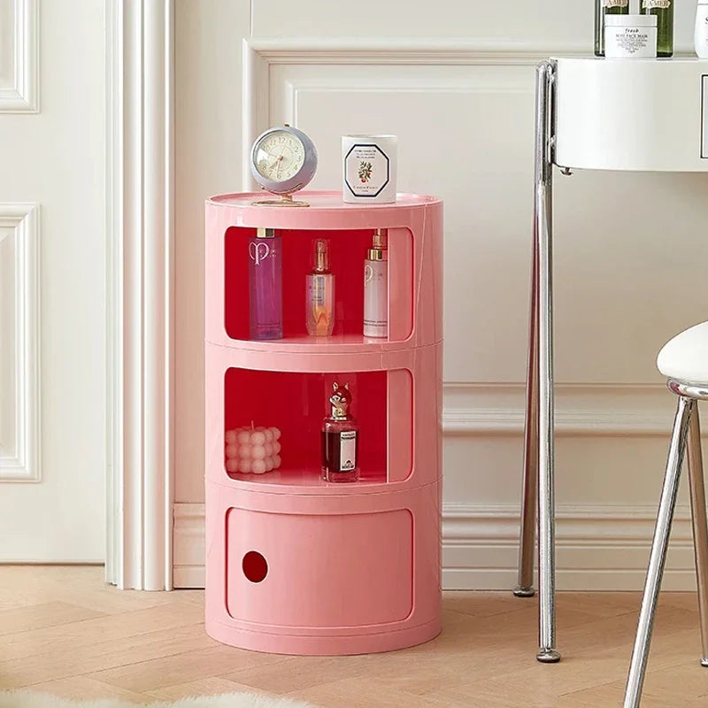 Nordic Bedside Cabinet Small Round Modern Plastic Storage
