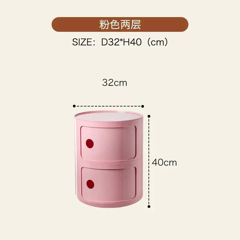 Nordic Bedside Cabinet Small Round Modern Plastic Storage