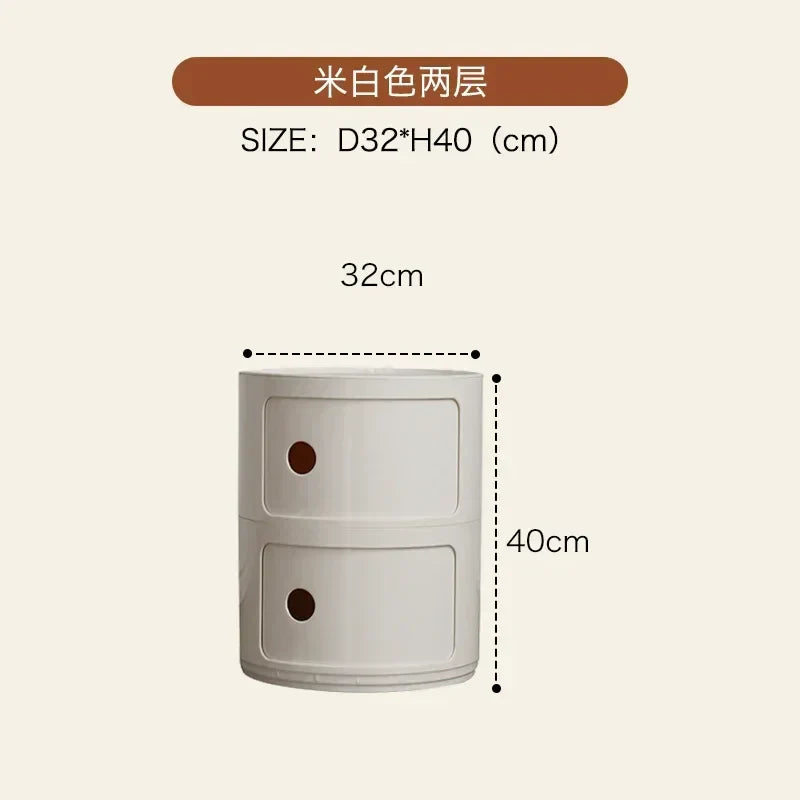 Nordic Bedside Cabinet Small Round Modern Plastic Storage