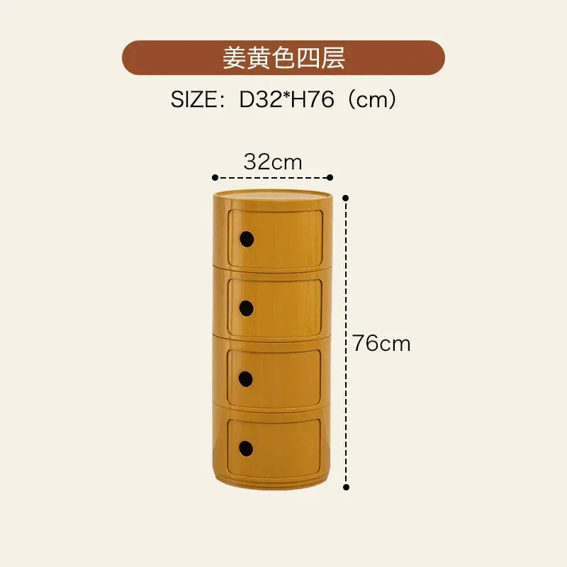 Nordic Bedside Cabinet Small Round Modern Plastic Storage