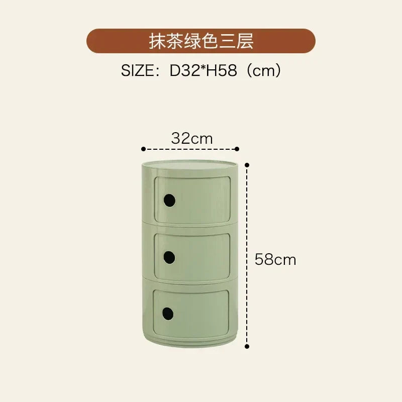 Nordic Bedside Cabinet Small Round Modern Plastic Storage
