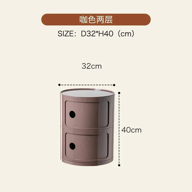 Nordic Bedside Cabinet Small Round Modern Plastic Storage