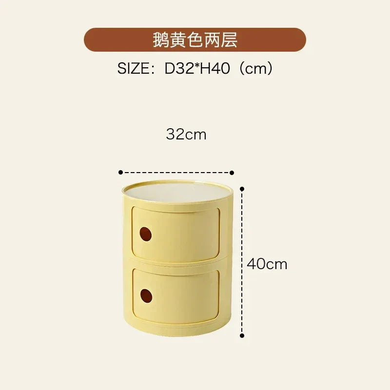 Nordic Bedside Cabinet Small Round Modern Plastic Storage