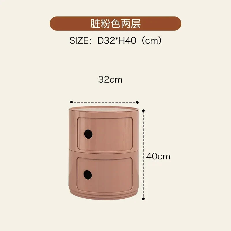 Nordic Bedside Cabinet Small Round Modern Plastic Storage