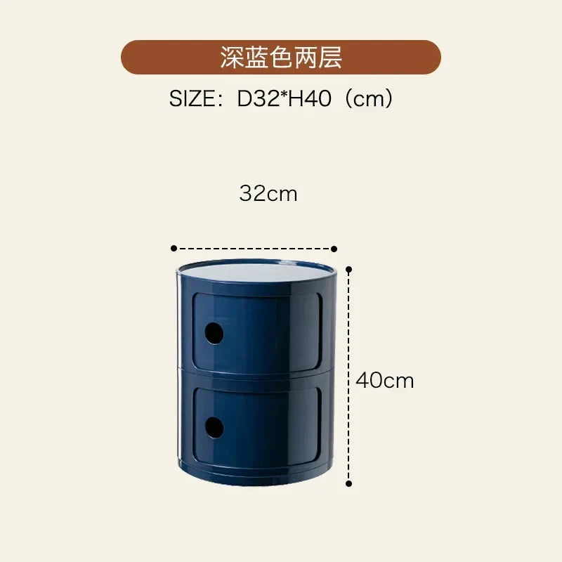 Nordic Bedside Cabinet Small Round Modern Plastic Storage