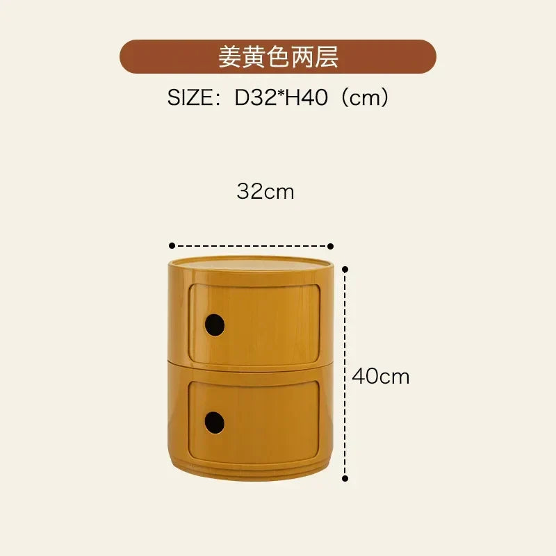 Nordic Bedside Cabinet Small Round Modern Plastic Storage