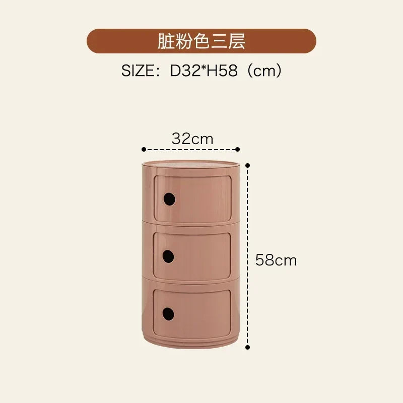 Nordic Bedside Cabinet Small Round Modern Plastic Storage