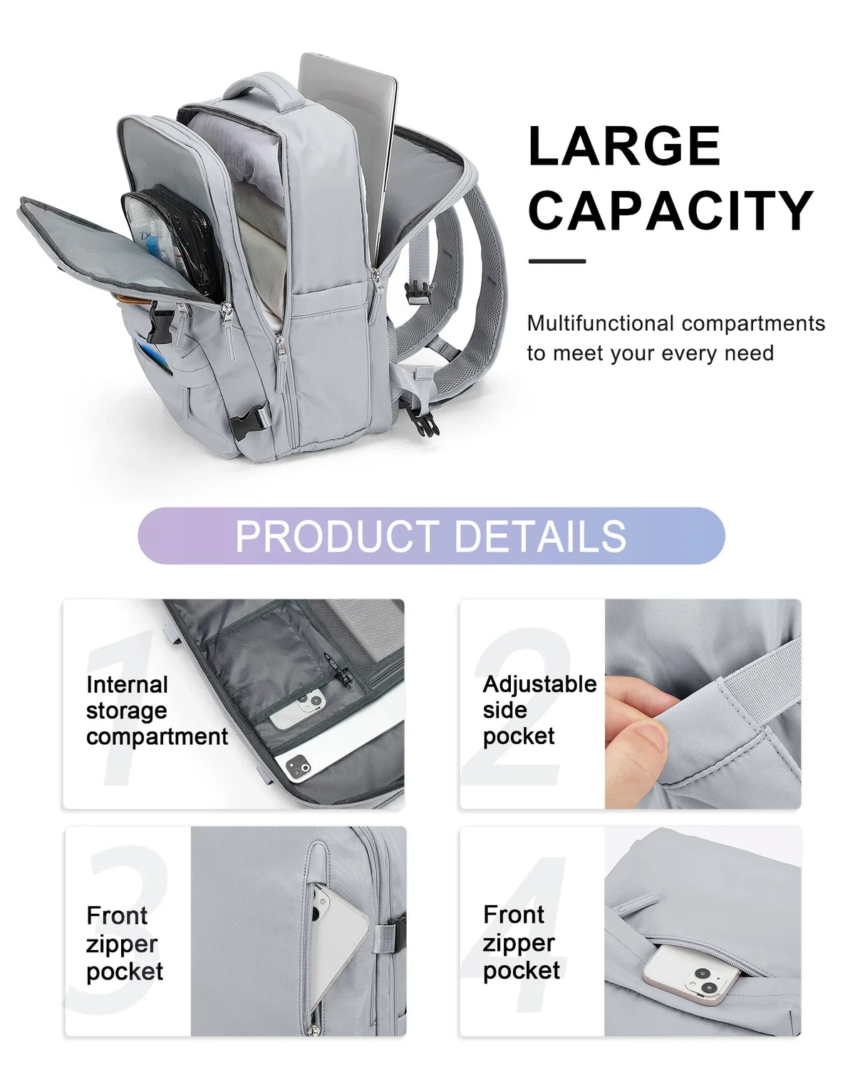 Nylon Backpack Business Travel Backpack with USB Port