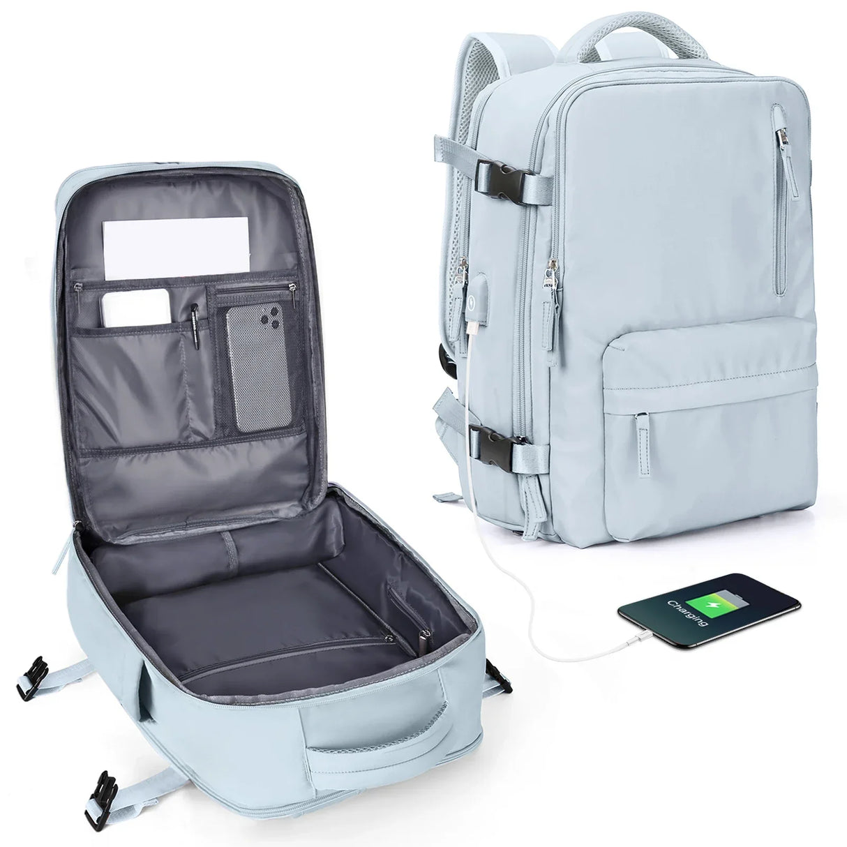 Nylon Backpack Business Travel Backpack with USB Port