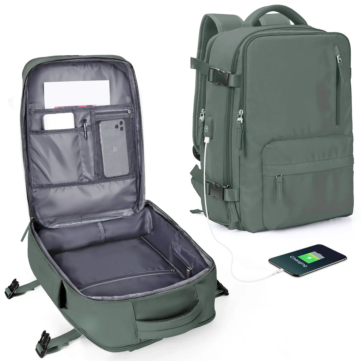 Nylon Backpack Business Travel Backpack with USB Port