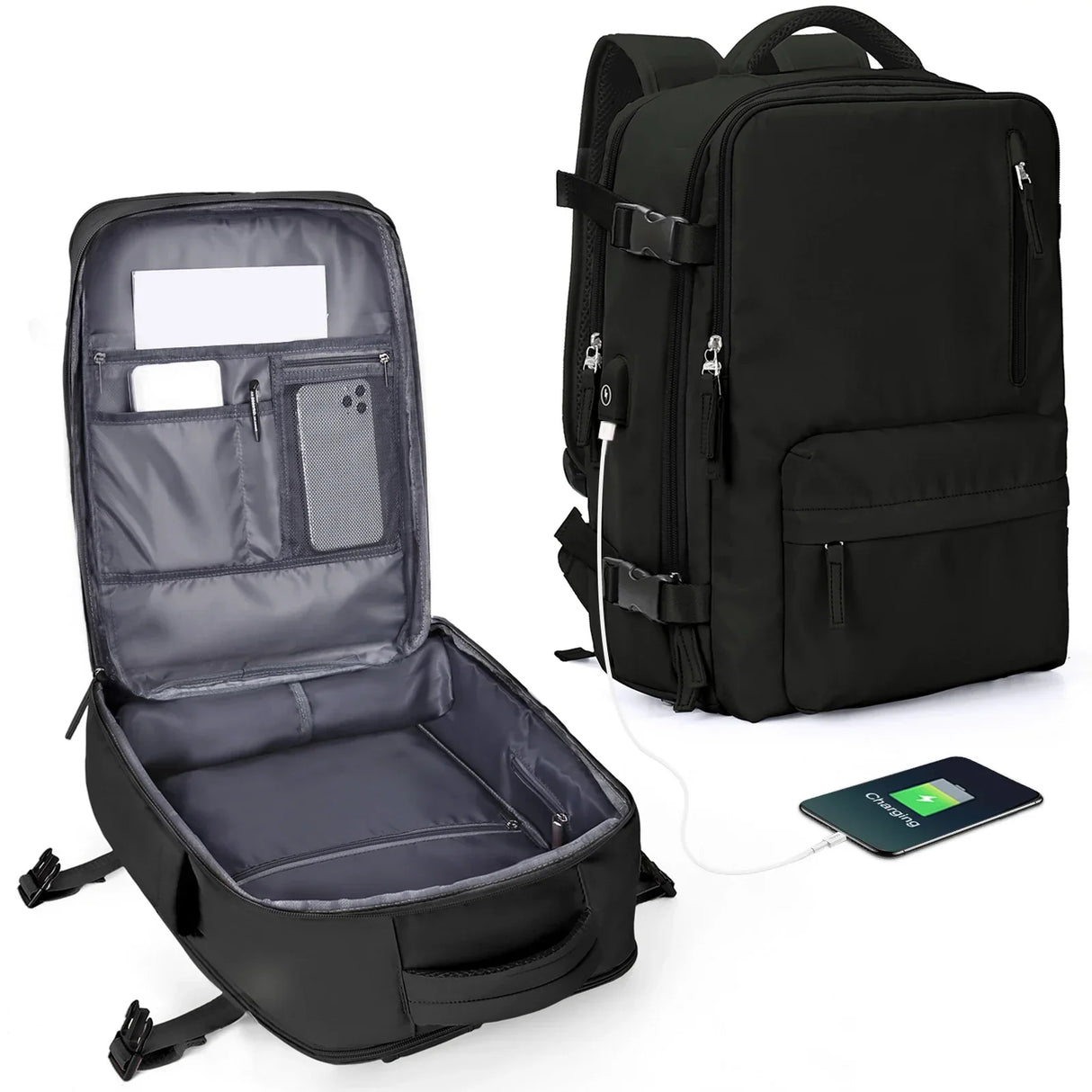 Nylon Backpack Business Travel Backpack with USB Port