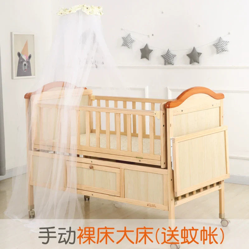 Baby Crib Electric Bassinet Solid Wood Paint-Free Automatic