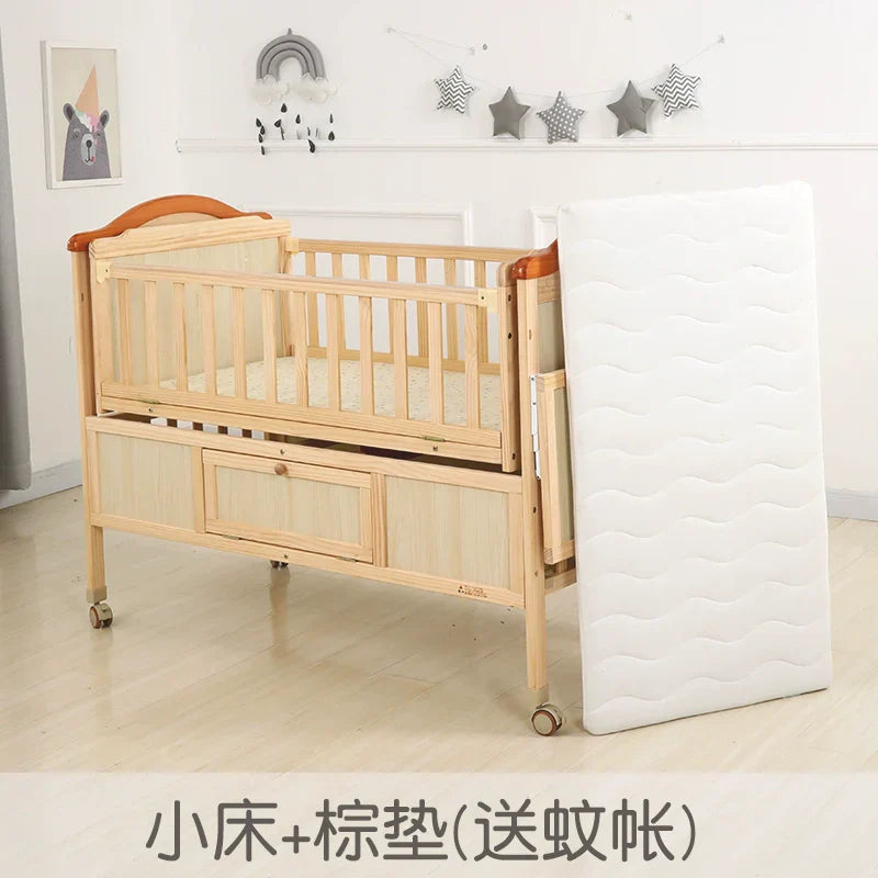 Baby Crib Electric Bassinet Solid Wood Paint-Free Automatic