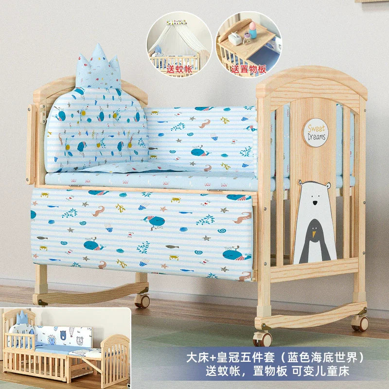 Nanjiren Crib Solid Wood Paint-Free Multifunctional Baby BB