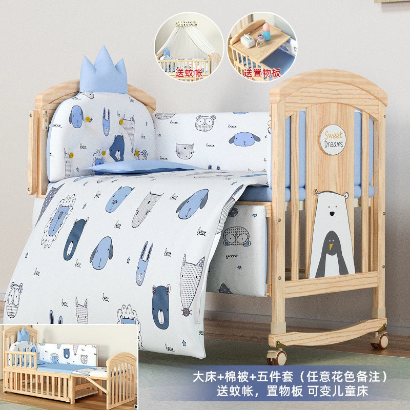 Nanjiren Crib Solid Wood Paint-Free Multifunctional Baby BB