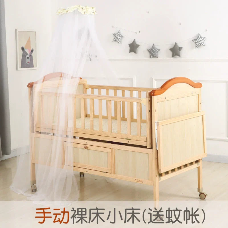 Baby Crib Electric Bassinet Solid Wood Paint-Free Automatic