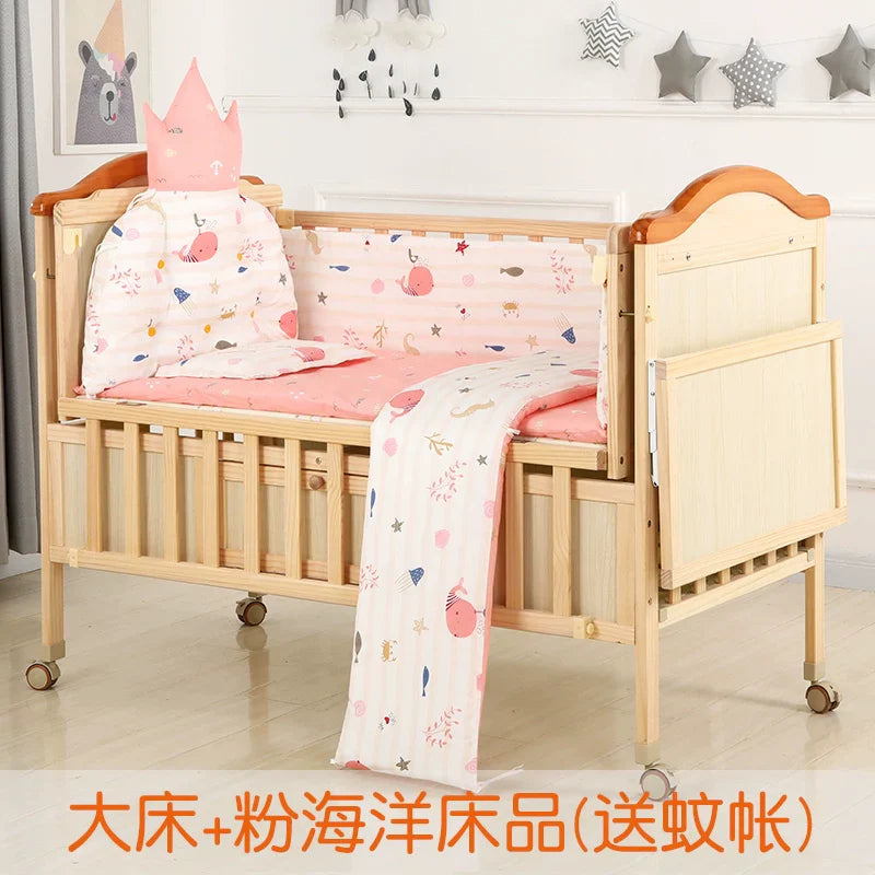 Baby Crib Electric Bassinet Solid Wood Paint-Free Automatic