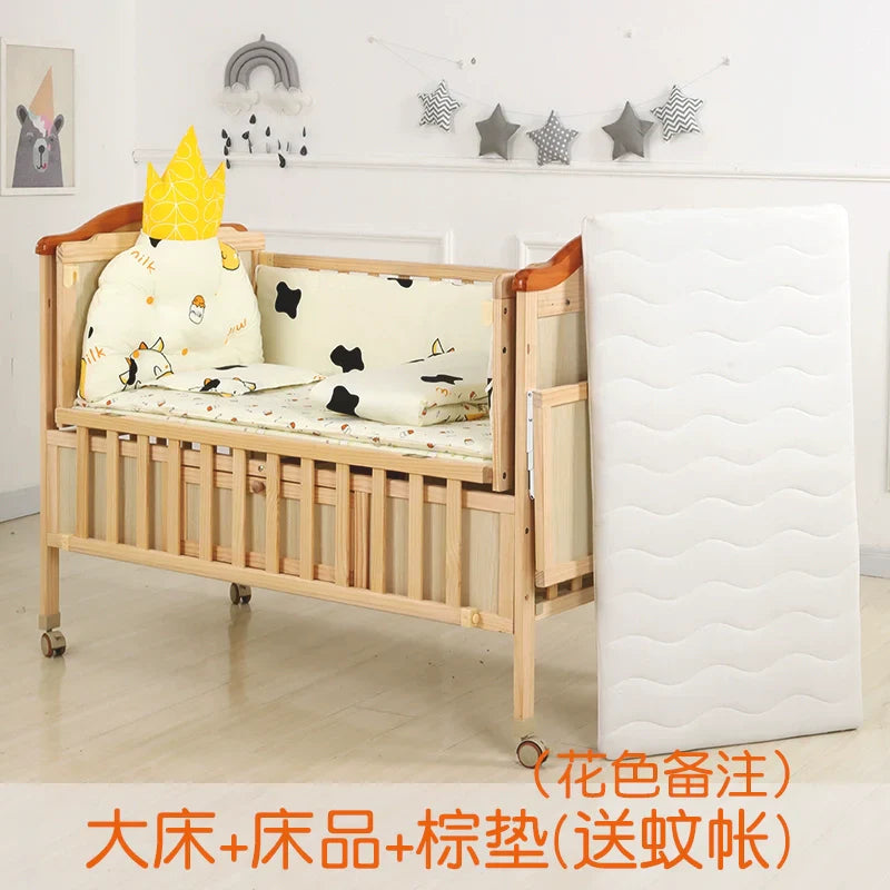 Baby Crib Electric Bassinet Solid Wood Paint-Free Automatic