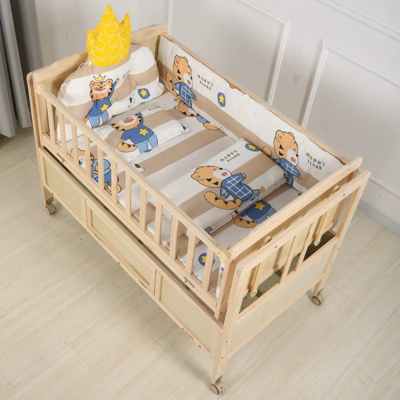 Baby Crib Electric Cradle Bed Patchwork Big Bed