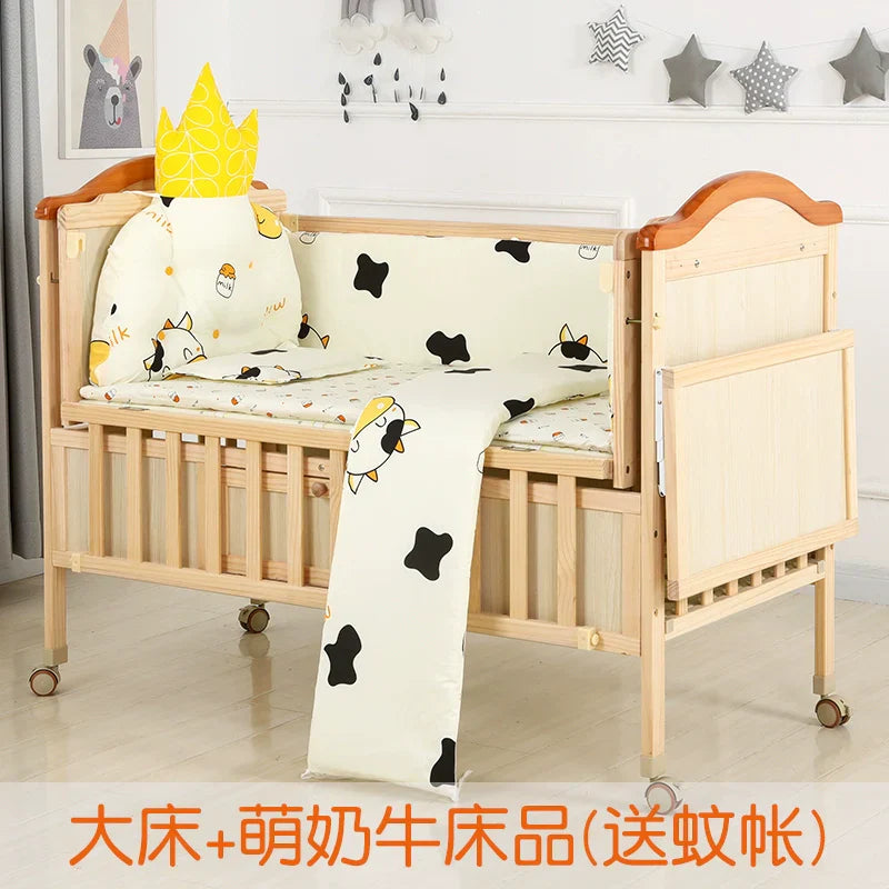 Baby Crib Electric Bassinet Solid Wood Paint-Free Automatic