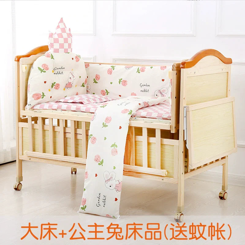 Baby Crib Electric Bassinet Solid Wood Paint-Free Automatic