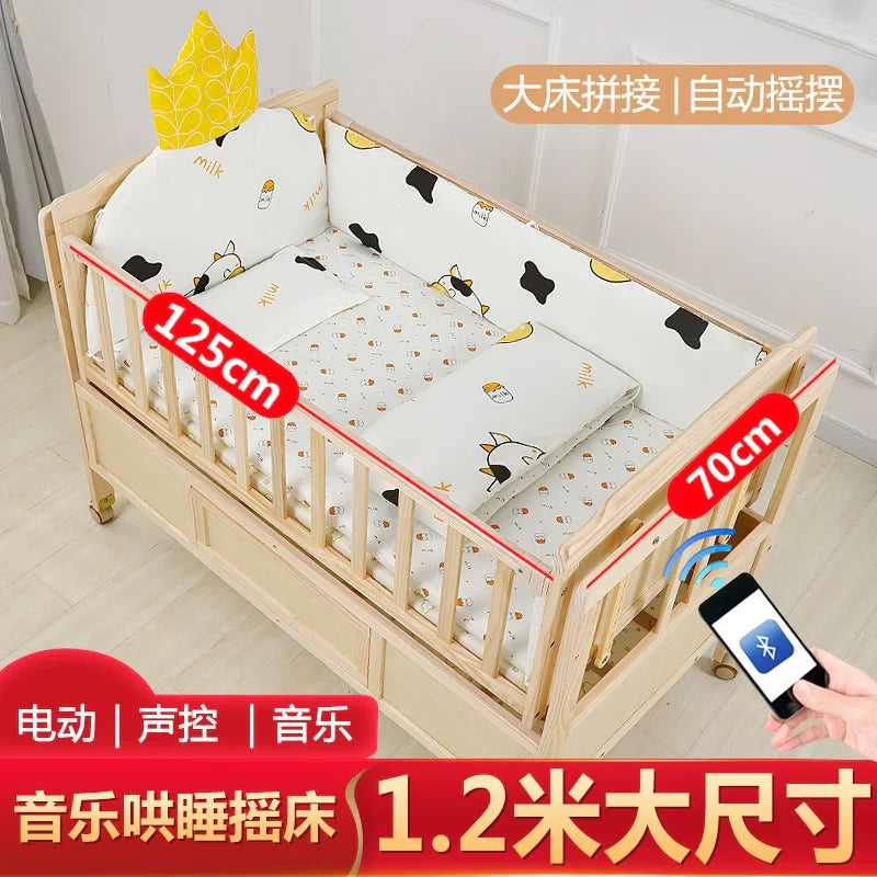 Baby Crib Electric Cradle Bed Patchwork Big Bed