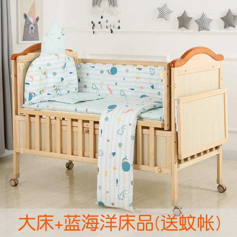 Baby Crib Electric Bassinet Solid Wood Paint-Free Automatic