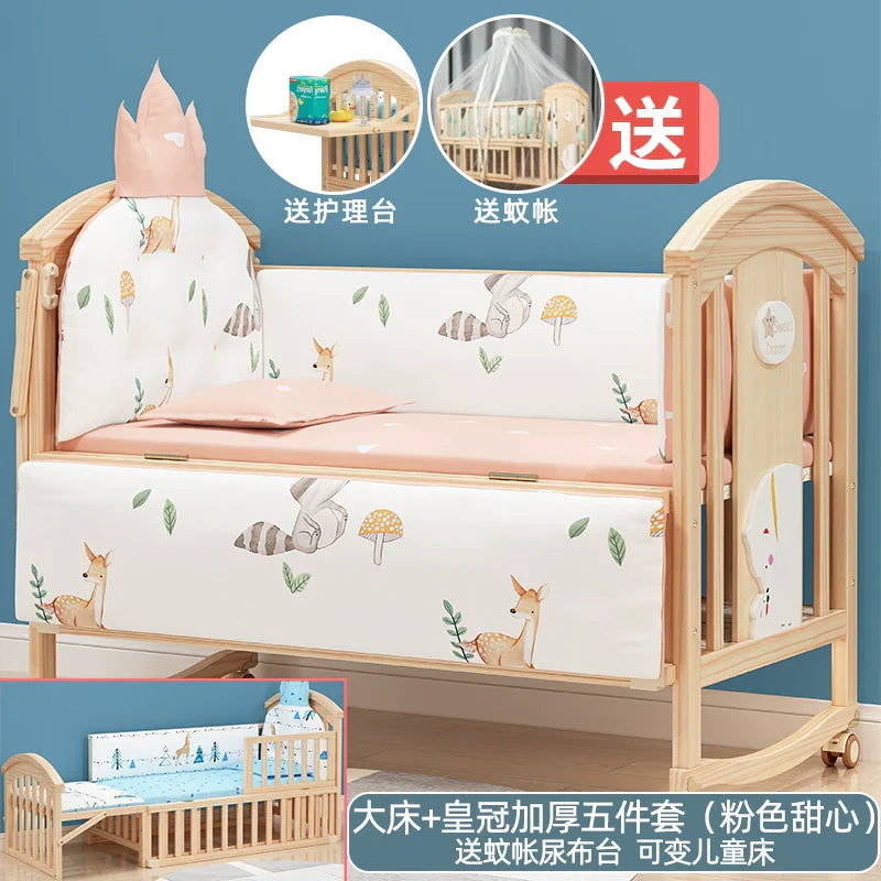 Mu Tongfang Crib Patchwork Large Bed European Mobile