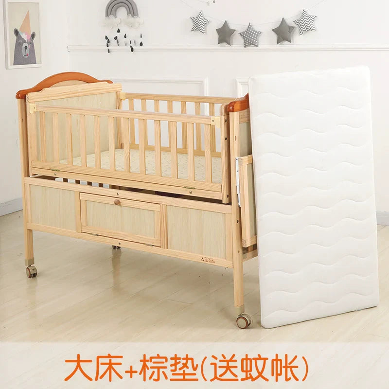 Baby Crib Electric Bassinet Solid Wood Paint-Free Automatic