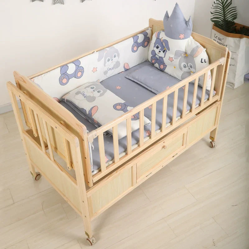 Baby Crib Electric Cradle Bed Patchwork Big Bed