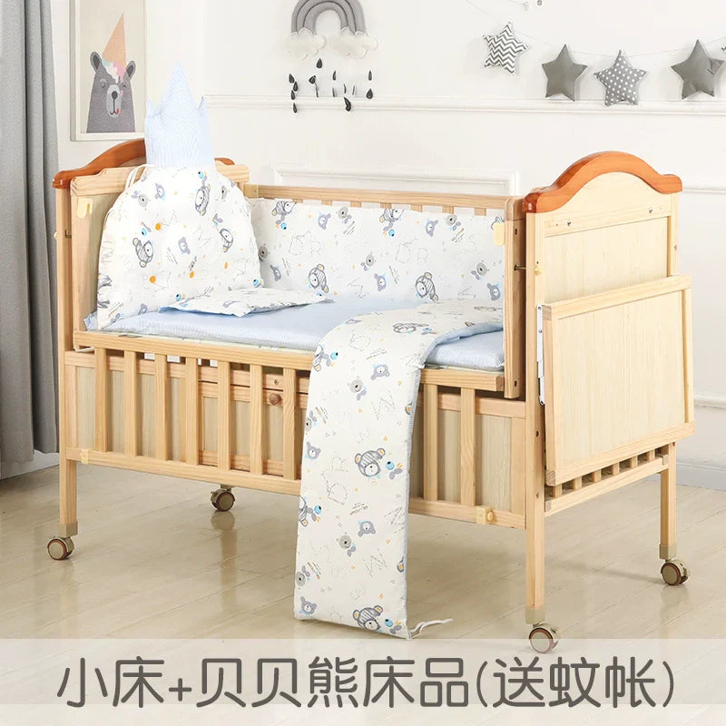 Baby Crib Electric Bassinet Solid Wood Paint-Free Automatic