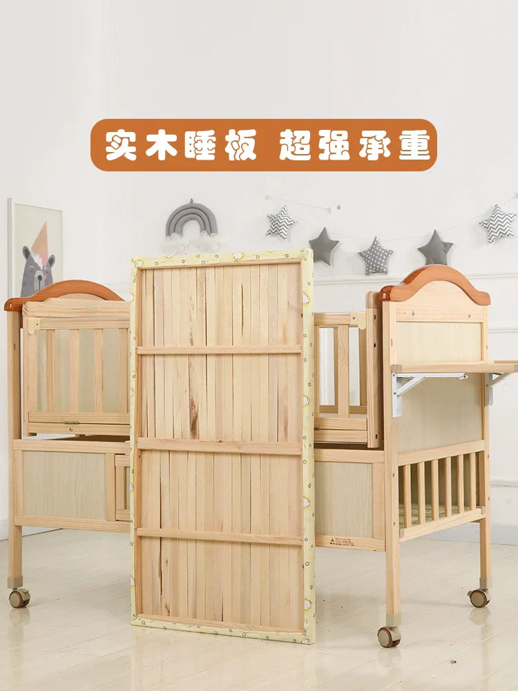 Baby Crib Electric Bassinet Solid Wood Paint-Free Automatic