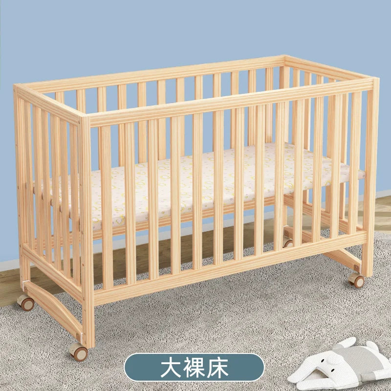 GNMN Crib Solid Wood Paint-Free Patchwork Big Bed
