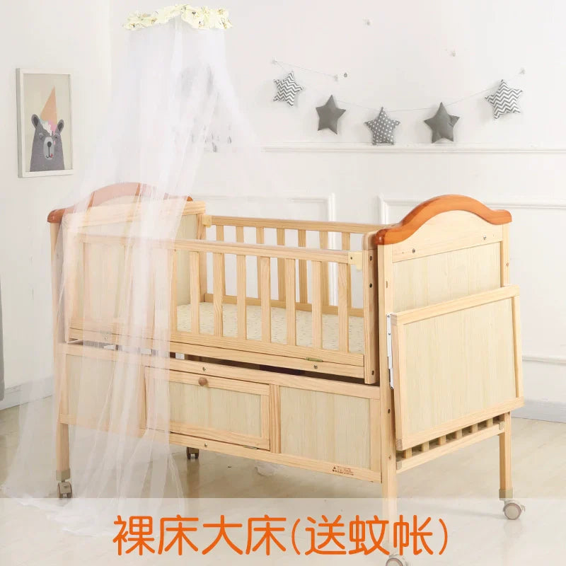 Baby Crib Electric Bassinet Solid Wood Paint-Free Automatic