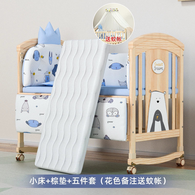 Nanjiren Crib Solid Wood Paint-Free Multifunctional Baby BB
