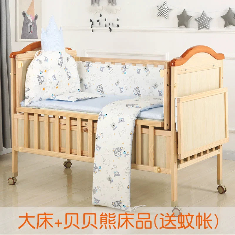 Baby Crib Electric Bassinet Solid Wood Paint-Free Automatic