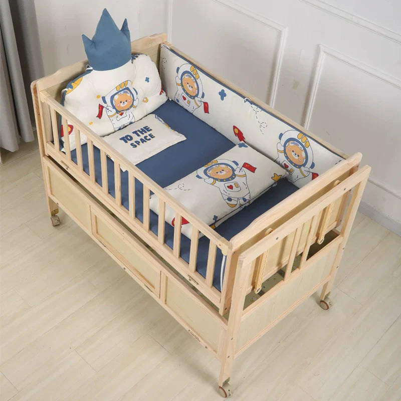 Baby Crib Electric Cradle Bed Patchwork Big Bed