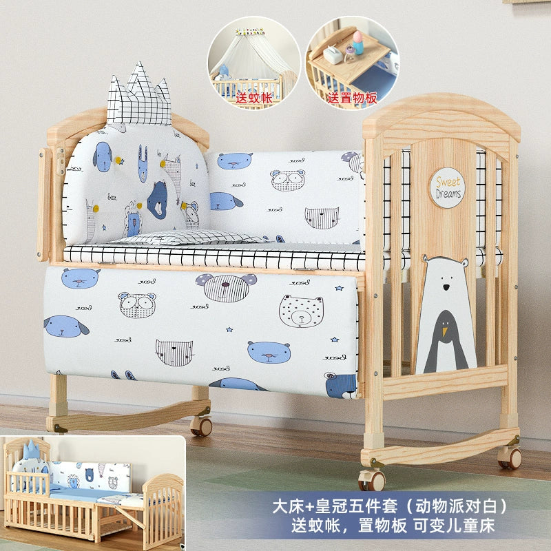 Nanjiren Crib Solid Wood Paint-Free Multifunctional Baby BB