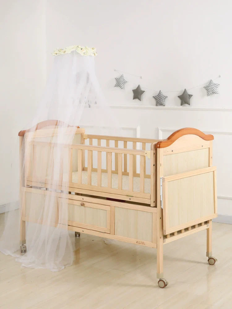 Baby Crib Electric Bassinet Solid Wood Paint-Free Automatic