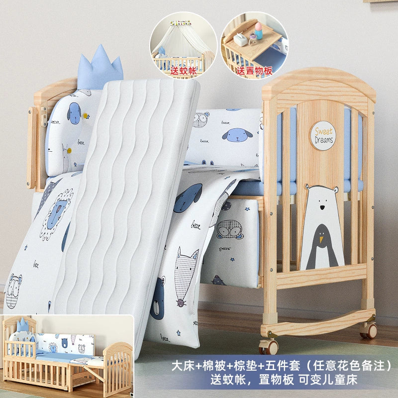 Nanjiren Crib Solid Wood Paint-Free Multifunctional Baby BB
