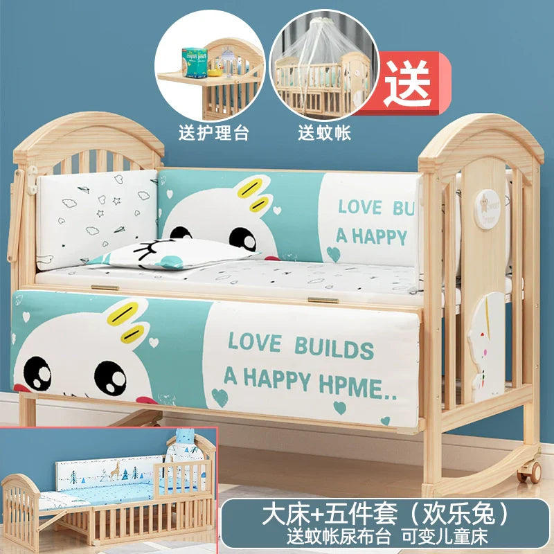 Mu Tongfang Crib Patchwork Large Bed European Mobile
