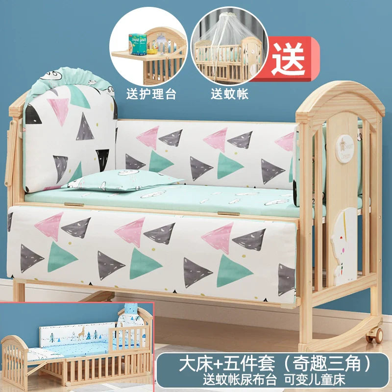 Mu Tongfang Crib Patchwork Large Bed European Mobile