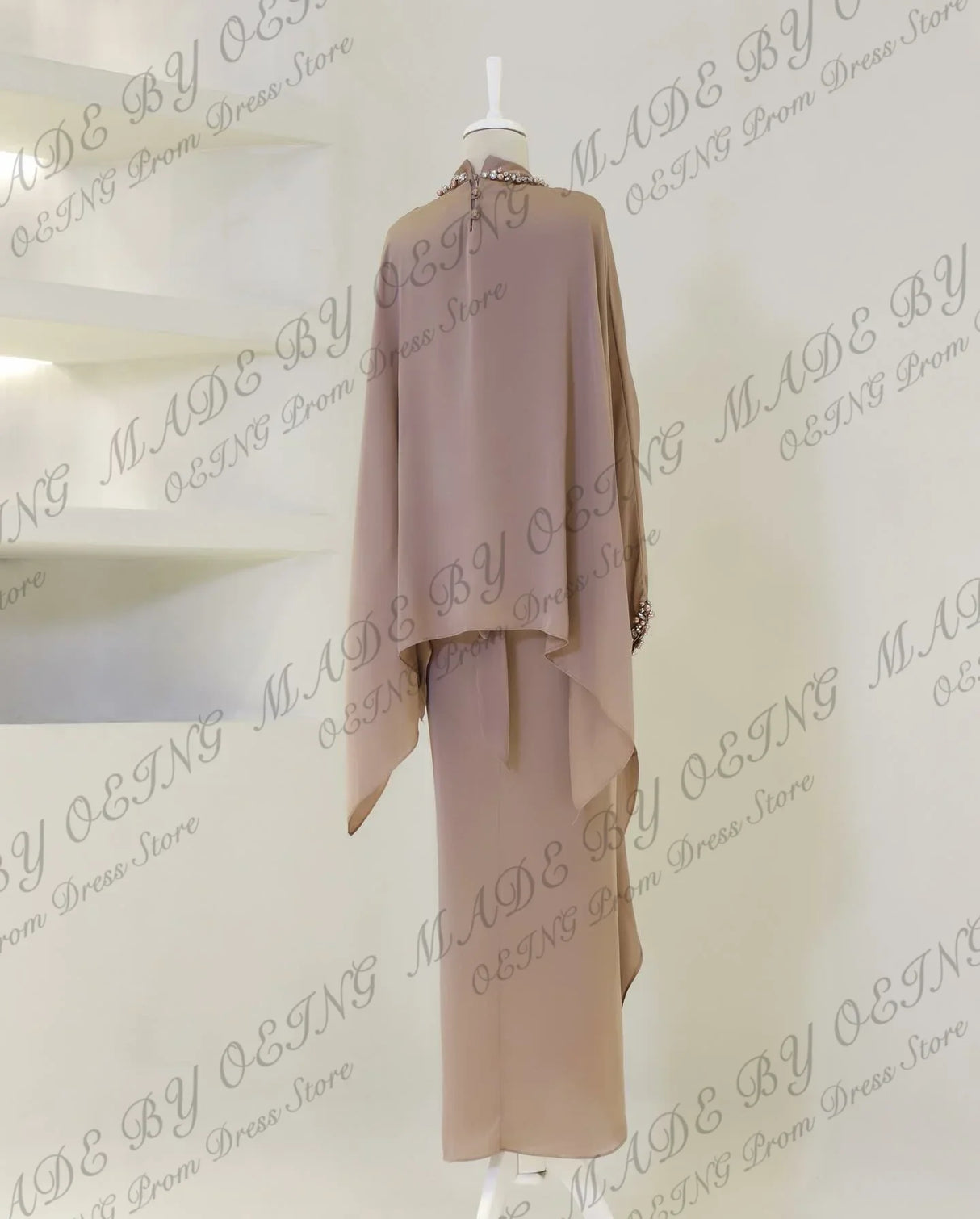 OEING Simple Women Evening Dresses Muslim Long Sleeves