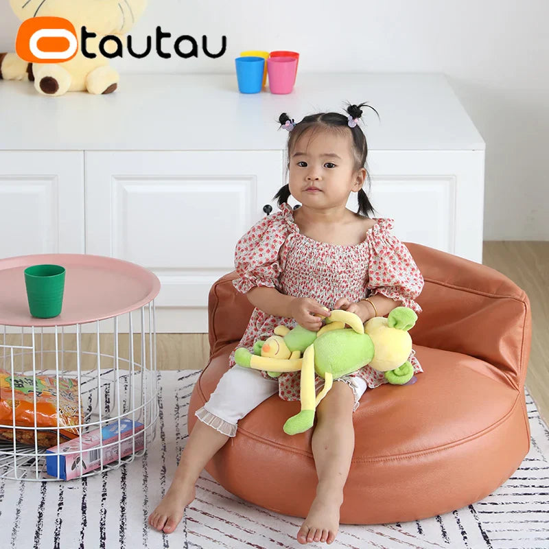 OTAUTAU 2ft Kids Sofa Faux Leather Mini Bean