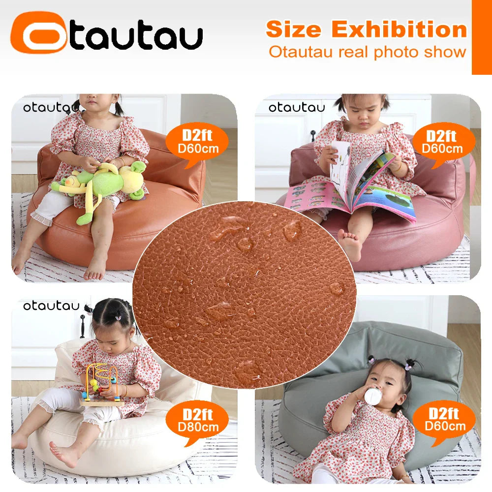 OTAUTAU 2ft Kids Sofa Faux Leather Mini Bean