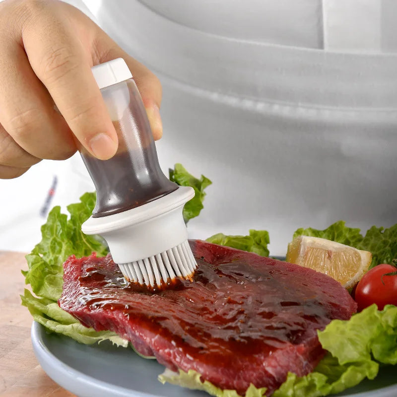 Oil Bottle Brush Silicone Glass Container Kitchen Olive