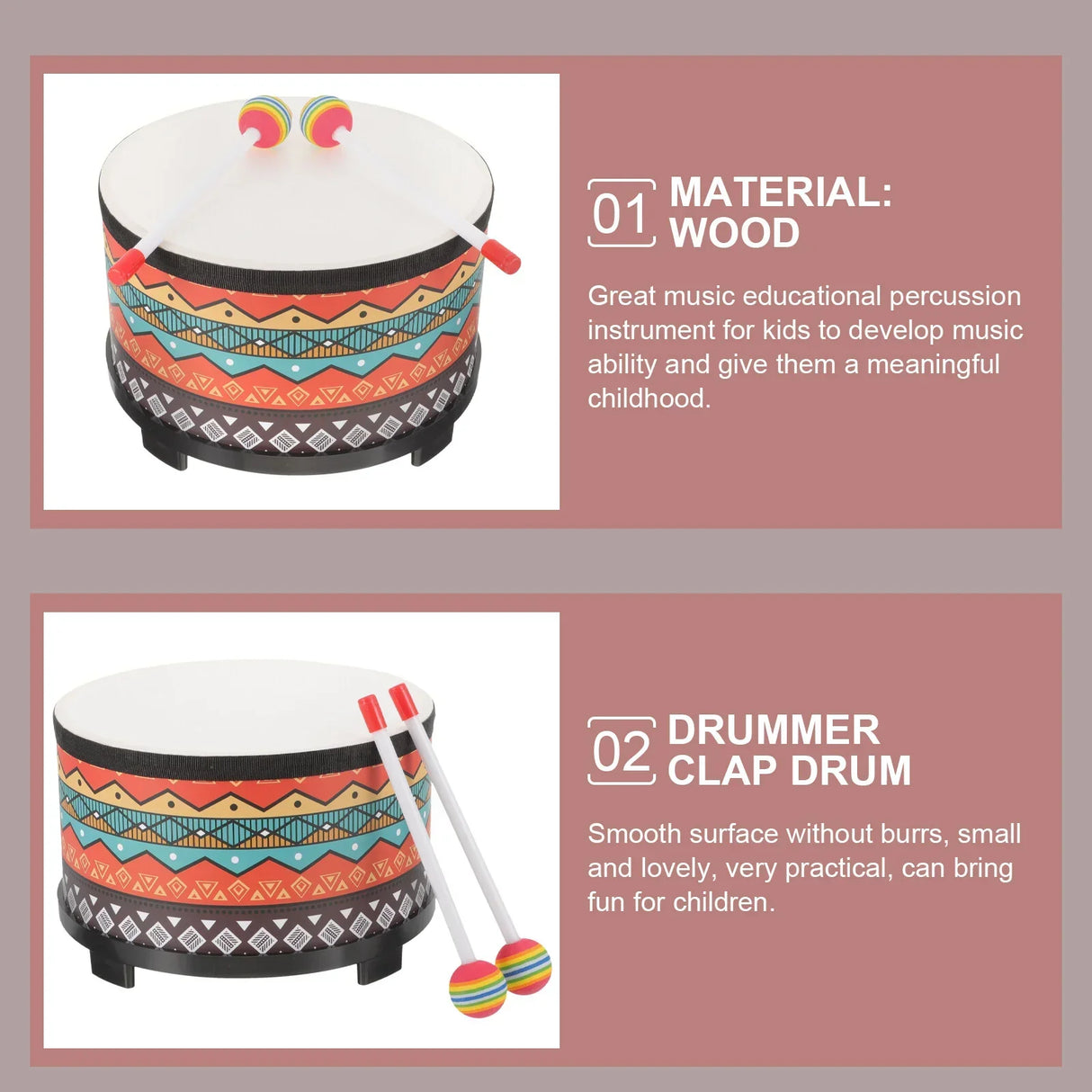 Orff Floor Drum Percussion Instrument Baby Toy Cartoon