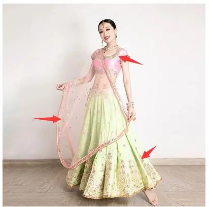 Original Embroidered Sari Indian Womens Dance Dress Lenha
