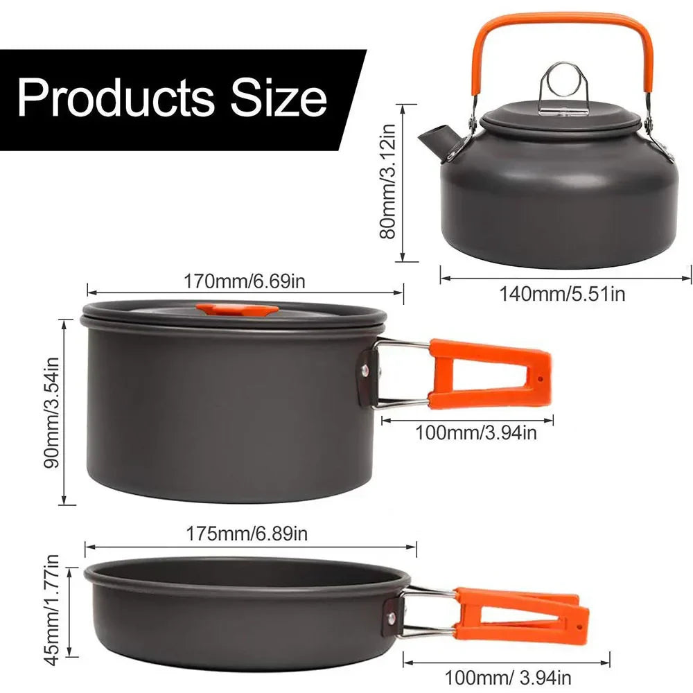 Outdoor Camping Cookware Kit Aluminum Portable Nonstick Cooking